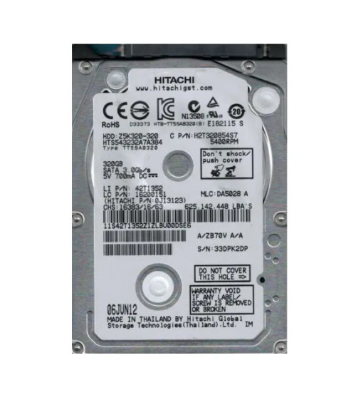 Hitachi 320GB 5400RPM SATA 2.5 Hard Drive for Travelstar - 0J13123
