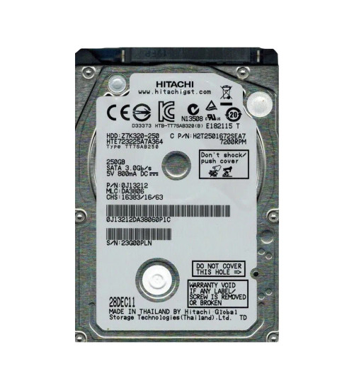 0J13212 - Hitachi 250GB 7200RPM SATA 3Gb/s 2.5" HDD