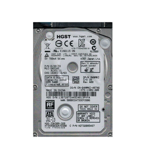 0J30133 Hitachi 320GB 5400RPM SATA 6.0 Gbps 2.5 8MB Cache Travelstar Hard Drive