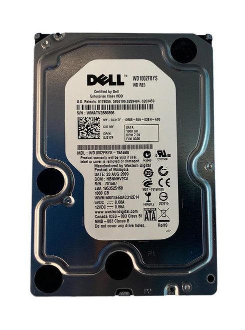 Dell 1TB SATA Hard Drive 7200RPM 3.5 32MB Cache - Compatible with Dell Servers