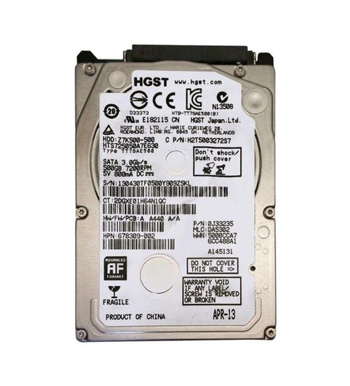 0J33235 - Hitachi 500GB 7200RPM SATA 6Gb/s 2.5" HDD