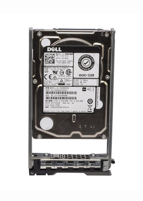 Dell 600GB 15000RPM SAS 12Gb/s 2.5-Inch Hard Drive for PowerEdge Server - 0K786X, Hot-Pluggable, 4Kn, with Tray