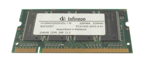 Infineon 256MB PC2100 DDR-266MHz SoDimm Memory Module for laptops