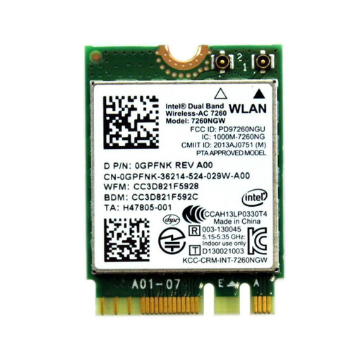 GPFNK - Dell Wireless-AC 7260 Bluetooth 4.0 WiFi Card