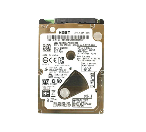 0NK5GX - Dell 500GB 5400RPM SATA 6Gb/s 2.5" HDD