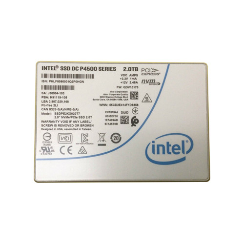 SSDPE2KX020T7 - Intel 2TB PCIe 3.1 x4 NVMe U.2 2.5" SSD