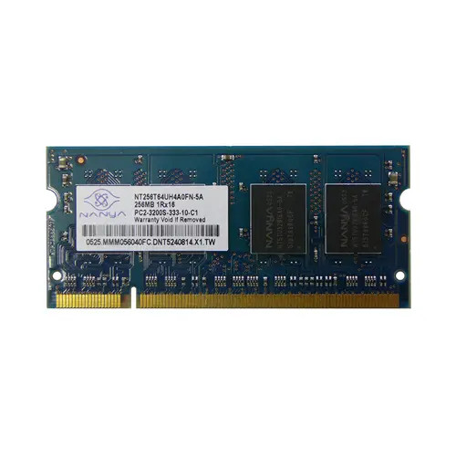 NT256T64UH4A0FN-5A - Nanya 256MB DDR2-400 PC2-3200 Unbuffered SoDIMM Memory Module