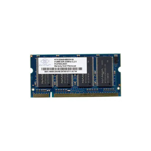 Nanya 512MB PC2700 DDR-33MHz SoDimm Memory Module for laptops