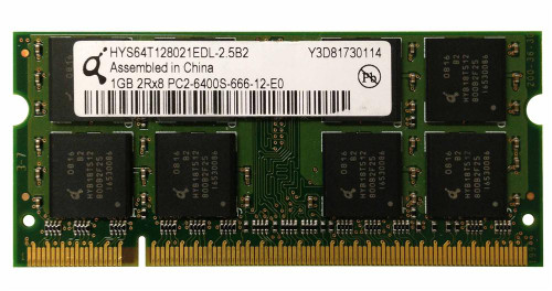 HYS64T128021EDL-25B2 - Qimonda 1GB PC2-6400 DDR2-800MHz 200-Pin SoDIMM Memory