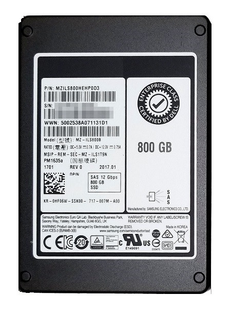 MZ-ILS800B - Samsung 800GB SAS 12Gb/s 2.5" SSD