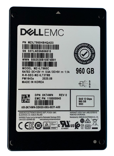 MZ-ILT960C - Samsung 960GB SAS 12Gb/s 2.5" SSD