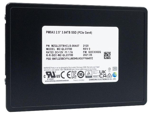 Samsung PM9A3 3.84TB NVMe PCIe-4 x4 U.2 Enterprise SSD - MZ-QL23T80 - 2.5inch - Compatible with Enterprise Servers