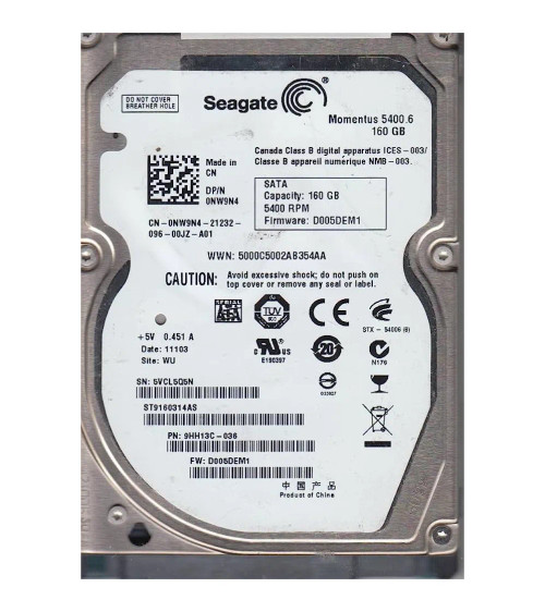 ST9160314AS - Seagate 160GB 5400RPM SATA 8MB 2.5" HDD