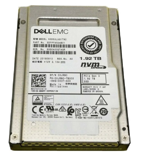KCD5XLUG1T92 - Toshiba 1.92TB NVMe PCIe Gen3 U.2 SSD