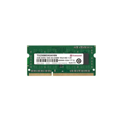 TS256MSK64V6N - Transcend 2GB DDR3-1600MHz CL11 204-Pin SODIMM Memory