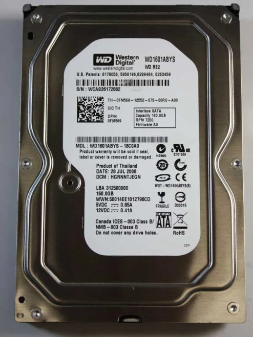 WD1601ABYS - WESTERN DIGITAL 160GB 7200RPM SATA 3Gb/s HDD