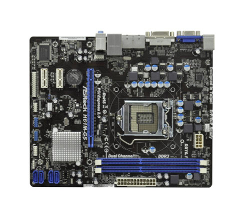 105528 ASRock H61M-GS Socket LGA 1155 Intel H61 3rd/2nd Generation Chipset Core i7 / i5 / i3 / Pentium / Celeron / Xeon Processors Support DDR3 2x DIMM 4x SATA2 3.0Gb/s Micro-ATX Motherboard