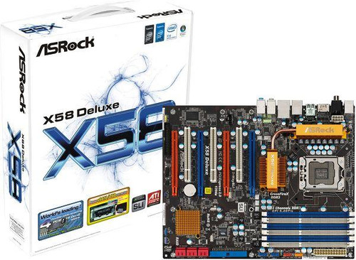 4711140871547 ASRock X58 Deluxe3 Socket LGA 1366 Intel X58 + ICH10R Chipset Core i7 Extreme Edition/ Core i7 Processors Support DDR3 6x DIMM 6x SATA2 3.0Gb/s ATX Motherboard