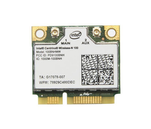 100BNHMW - Intel Centrino Wireless-N 100 2.4GHz 150Mbps IEEE 802.11b/g/n PCI Express Half Mini Wireless Network Adapter