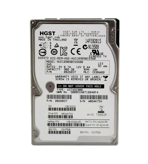 108-00222 - NETAPP 900GB 10000RPM SAS 6Gb/s 2.5" HDD