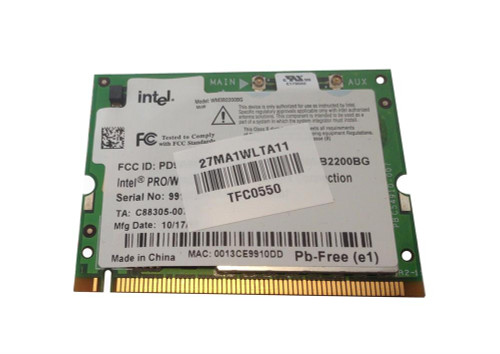 27MA1WLTA11 - Intel 2.4GHz 54Mbps 802.11b/g Mini PCI Wireless Network Adapter