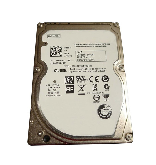 0TWPJH - Dell 500GB 7200RPM SATA 6Gb/s 2.5" HDD
