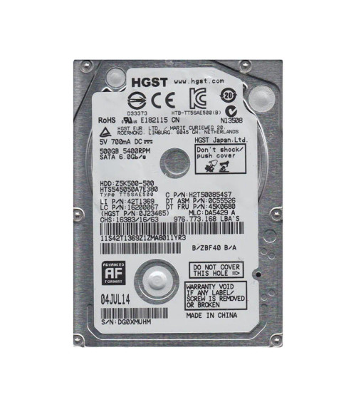 45K0680 - Lenovo 500GB 5400RPM SATA 6Gb/s 2.5" HDD