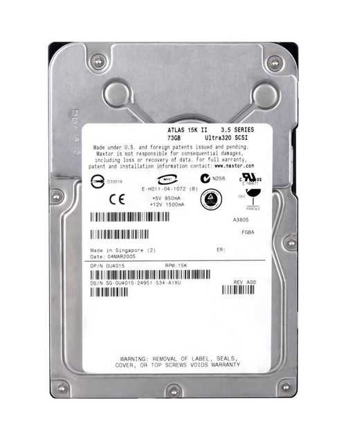 0U4015 - Dell 73GB 15000RPM Ultra-320 SCSI 3.5" Hot Swap HDD