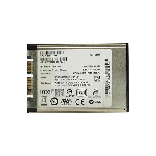 583510-002 - HP 80GB SATA 3Gb/s 1.8" SSD