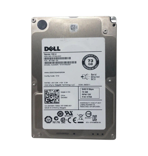 0W345K - Dell 73.4GB 15K RPM SAS 6Gb/s 2.5" HDD