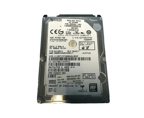 633252-001 - HP 750GB SATA 7200RPM 3Gb/s 2.5" HDD