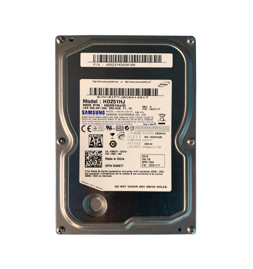 Dell 250GB 7200RPM SATA Hard Drive for 3.5 Servers - 0WK977