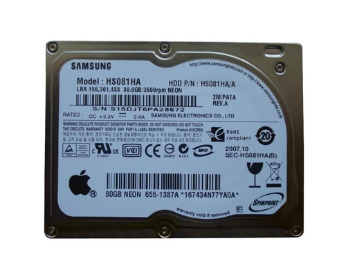 655-1387A - Apple 80GB 3600RPM ATA-100 1.8" ZIF HDD