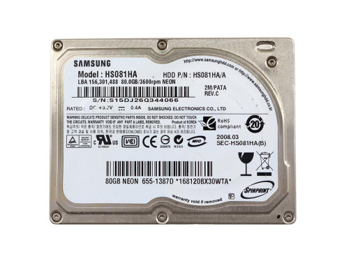 655-1387D - Apple 80GB 3600RPM ATA-100 1.8" ZIF HDD