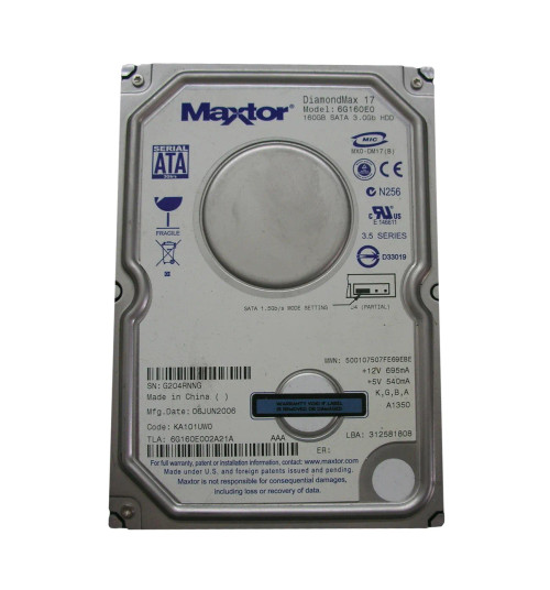 6G160E0 - Maxtor 160GB 7200RPM SATA 3.5" HDD