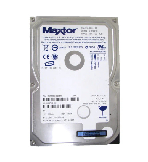 6H500R0 - Maxtor 500GB 7200RPM ATA-133 16MB 3.5" HDD