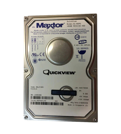 6L160P0 - Maxtor 160GB 7200RPM IDE 8MB 3.5" HDD