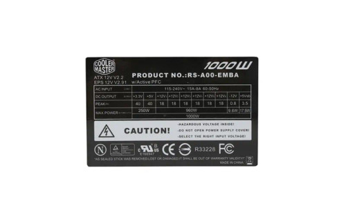 713002300-GP - COOLER MASTER 1000W ATX12V EPS12V Power Supply