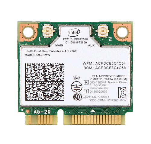 7260HMWWBFOO - Intel Dual Band Wireless-AC 7260 PCIe Half Mini Network Card