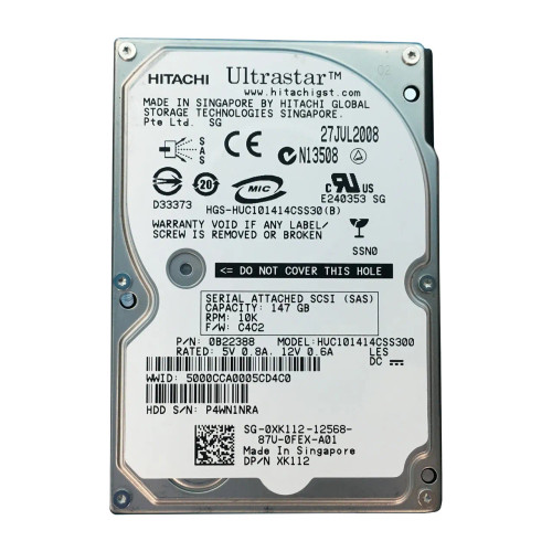 0XK112 - Dell 146.8GB 10000RPM SAS 3Gb/s 2.5" Hot-Plug HDD