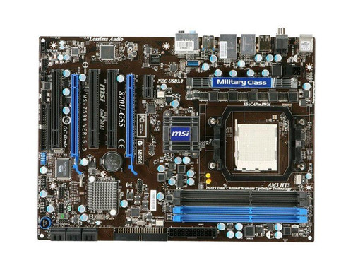 870U-G55 - MSI Desktop Motherboard AMD Chipset ATX Socket AM3 PGA-941 2600MHz HT 16GB DDR3 SDRAM Ultra ATA/133 (ATA-7), Ultra ATA/100 (ATA-6), Ultra ATA/66 (ATA-5) Serial ATA/300 Yes 7.1