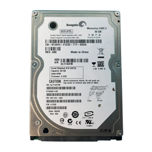 0YJ044 - Dell 80GB 5400RPM SATA 1.5Gb/s 2.5" HDD