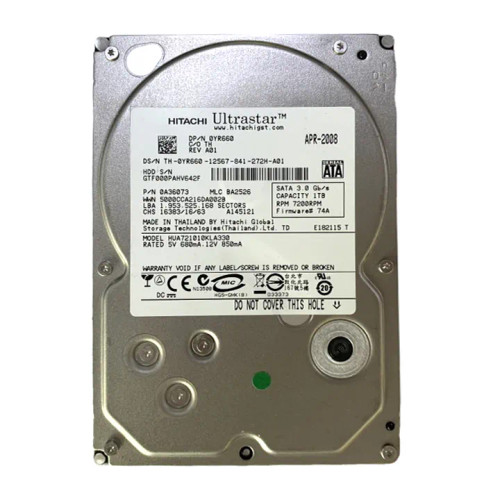 0YR660 - Dell 1TB 7200RPM SATA 3.5" Hot-Plug HDD