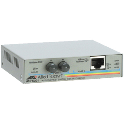 AT-FS201-20 - Allied Telesis 10/100TX (RJ-45) to 100FX (ST) 2-Port Unmanaged Switch