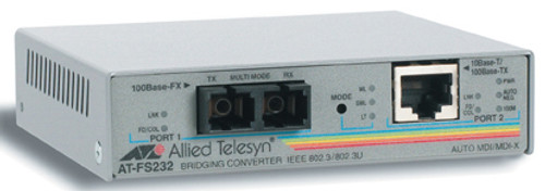 AT-FS232-60 - Allied Telesis 10/100TX to 100FX (SC) 15KM Distance Support Fast Ethernet to Fiber Media and Rate Converter