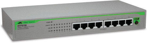 AT-FS708-10 - Allied Telesis 10/100Base-TX 8-Portx RJ45 UnManaged Eco-Friendly Fast Ethernet Switch