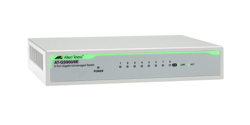 AT-GS900/8E-10 Allied Telesis 8-Ports 10/ 100/ 1000Base-TX Unmanaged Switch with External PSU
