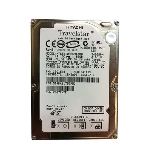 13G1584 Hitachi 80GB 5400RPM ATA 100 2.5 8MB Cache Travelstar Hard Drive