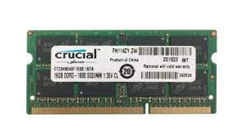 CT204864BF160B Crucial 16GB PC3-12800 DDR3-1600MHz non-ECC Unbuffered CL11 204-Pin SoDimm 1.35V Low Voltage Dual Rank Memory Module