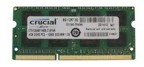 CT51264BF160B Crucial 4GB PC3-12800 DDR3-1600MHz non-ECC Unbuffered CL11 204-Pin SoDimm 1.35V Low Voltage Memory Module